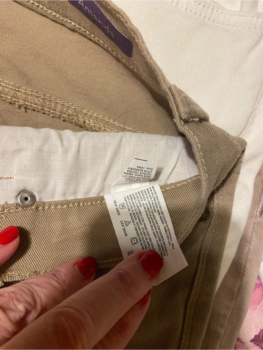 Gloria Vanderbilt Size 14 Amanda Neutral Tan Straight-Leg Pants